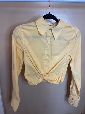 Jason Wu Butter Yellow Twist Cropped Top